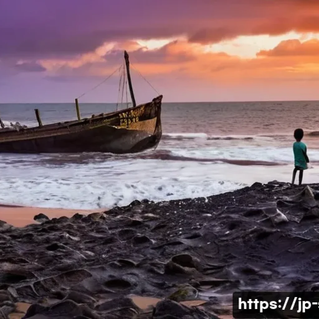 스리랑카에서 일어난 2004년 쓰나미 - **Prompt 1: The Ocean's Fury and Silent Reflection**
A wide shot of a coastal landscape in Sri L...
