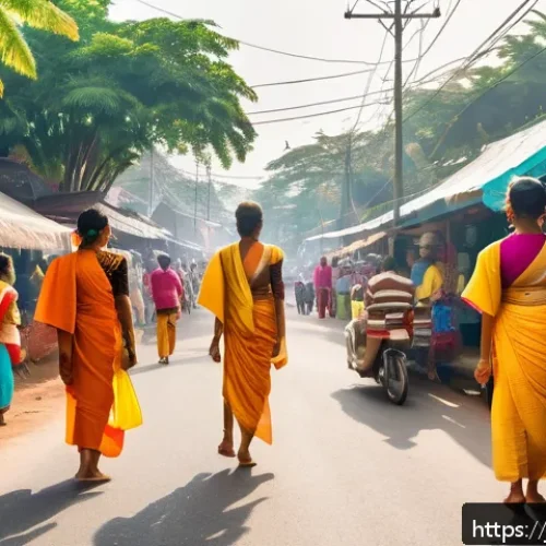 Home 30 스리랑카로 이주한 해외 이민자 이야기 - A vibrant Sri Lankan street scene during a colorful local festival, with traditionally dressed men a...