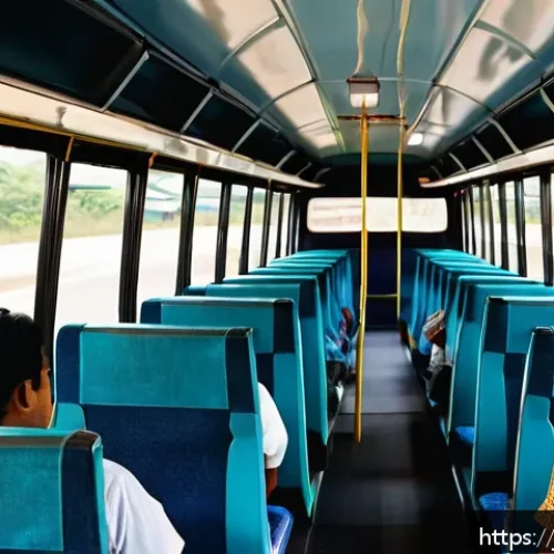 Home 29 스리랑카 관광 주의사항 - A bustling Sri Lankan local bus scene during daytime, featuring a diverse group of tourists and loca...