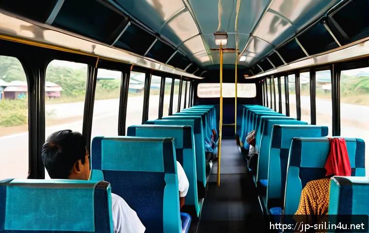 스리랑카 관광 주의사항 - A bustling Sri Lankan local bus scene during daytime, featuring a diverse group of tourists and loca...